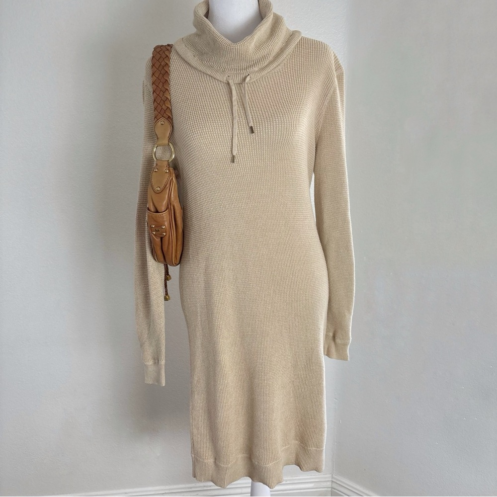 Lauren Ralph Lauren Beige Knit Turtleneck Sweater Dress (PM)